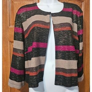NEW Danny & Nicole Multicolor Striped 3/4 Sleeve Cardigan Shrug